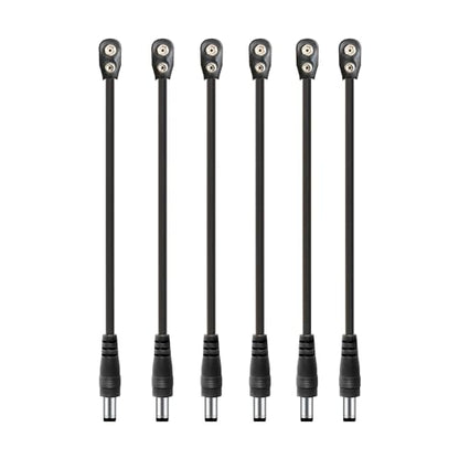 AZOR Guitar Pedal Power Cable | 9V Battery Clip Converter for Effects Pedals | 6-Pack Snap Connector Cables | Durable & Universal Compatibility | Black