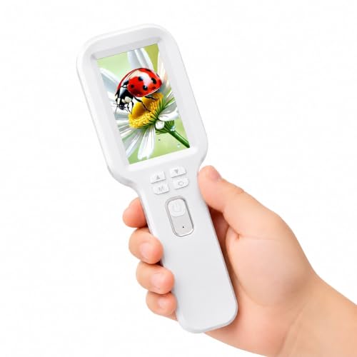 Kids Microscope Camera 500X Autofocus Magnifier STEM Gift Toy for Ages 4-12 - color: White