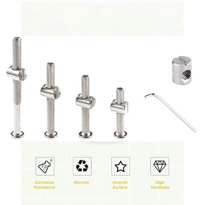 Baby Bed Frame Bolts, Crib Screws Hardware ReplacementKit M6x40/50/60/70/80mm Hex Drive Socket Cap Screws Barrel Nuts Wooden Dowel Kit for Beds Chairs Furniture et (50Set) - size: 50Set