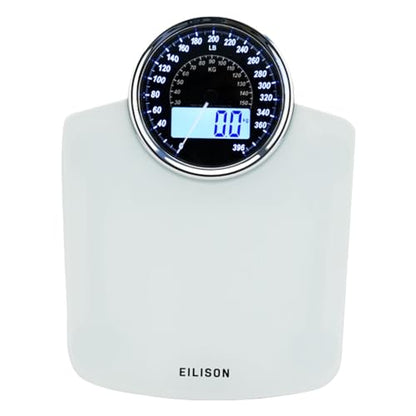 EILISON 2-in-1 Digital & Analog Bathroom Scale, 400 lbs, Large Display - color: White