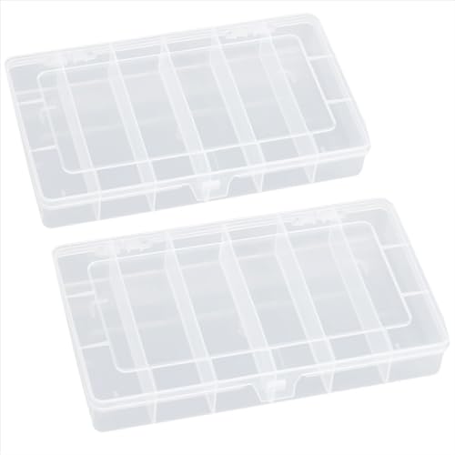 6 Grids Clear Plastic Organizer Box, Bead Storage Containers, Craft Organizers and Storage Beads Organizer, Art DIY, Crafts Jewelry Storage, Fishing Tackles, 2 PACK - size: 6 Grids
