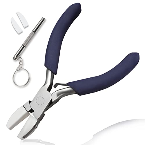 Mini Nylon Jaw Pliers 3.5-Inch Flat Nose Pliers with 2 Replacement Tips and Screwdriver Wire Straightentener Jewelry Making Tools for Beading, Gripping, Shaping Wire - style: 3.5-Inch Nylon Jaw Pliers