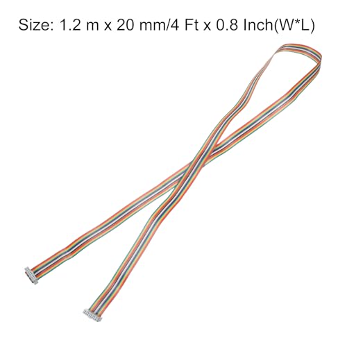 MECCANIXITY IDC Rainbow Wire Flat Ribbon Cable 2.54mm Pitch 16 Pin Connection Line FC Dual Female Gray Connector for DIY Experiment 3.3 Ft Length 1 Pcs - size: 3.3 Ft, style: 16P