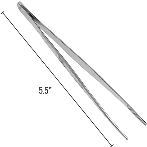 MABIS Stainless Steel Dressing Forceps, 5.5 Inch Serrated Thumb Forceps for Medical, Veterinary, First Aid, Lab, and Precision Tasks, Strong Grip - size: 5.5 Inch (Pack of 1)