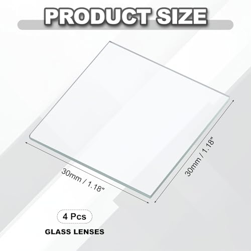 PATIKIL 30x30mm Glass Streak Plate, 4pcs Lab Glass Slides Microscope Glass Slides Optical Optically Clear Glass Slides Smooth Edges High Transparency Transparent Uniform Thickness - size: 30x30mm