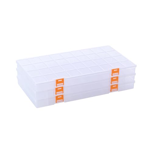 3 Pack 36 Grids Clear Plastic Storage Box with Dividers - size: 36 Grids