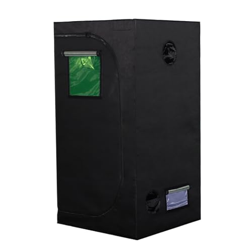 VINGLI Grow Tent Kit Complete System, 600D Oxford Canvas High Reflective Mylar Grow Tent with Observation Window, Removable Waterproof Floor Tray for Indoor Plant Growing (Green, 32″×32″×63″)