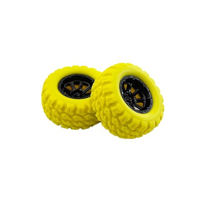 10PCS Toy Wheel Model Car Rubber Tire Wheel with 5PCS Shaft Round Rod Axles for RC Car Truck Robot DIY Model Building Parts (2x36mm Yellow) - style: 2x36mm Yellow