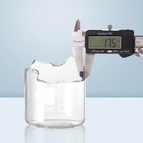 Glass Beakers Set, 5 Sizes - 10ml, 25ml, 50ml, 100ml, 250ml, 3.3 Borosilicate Beaker for Laboratories, Classrooms or Home, Griffin Low Form Lab Beakers