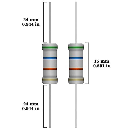 25 Values 2W Carbon Film Resistor Kit from 1 Ohm to 1M Ohm 2 Watt 5% Resistors Assortment - size: 2W