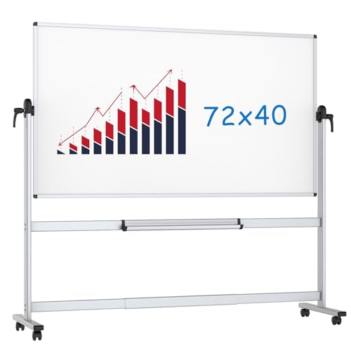 VIZ-PRO Double-Sided Magnetic Mobile Whiteboard, 72" x 40" - size: 72"W x 40"H