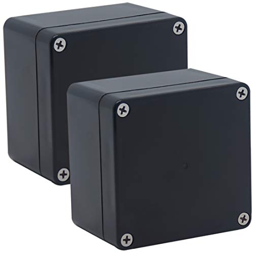 2 Pack Project Box IP65 Waterproof Junction Box ABS Plastic Black Electrical Boxes DIY Electronic Project Case Power Enclosure 3.27"x3.19"x2.2"(83x81x56mm) - size: 3.27"x3.19"x2.2"(2Pcs)