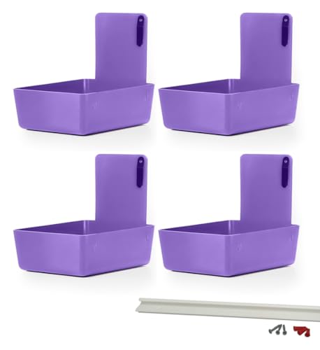 4/Pk Dental Lab Pan with Hanging Bar Strip Plastic Dental Medical Pro Lab Working Pans with Stainless Steel Clip for Notes (Purple) - color: Purple