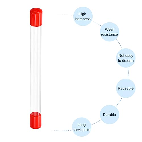 PATIKIL Clear Rigid Tube Round Plastic Tubing with Red Rubber Caps Polycarbonate Water Pipe, 305mm/ 12 Inch Length, 15mmx16mm/0.6"x0.63", 2 Set - color: Red,Clear, size: 0.6"x0.63"