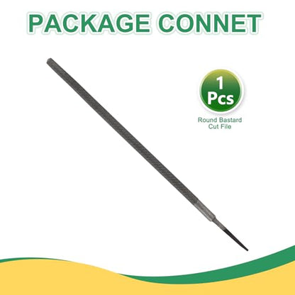 HARFINGTON 8" Round Coarse Cut File Double Cut Teeth Coarse Metal File High Carbon Steel T12 without Handle for Metal Wood Finishing Roughing, Grey - size: 8", style: Coarse Cut