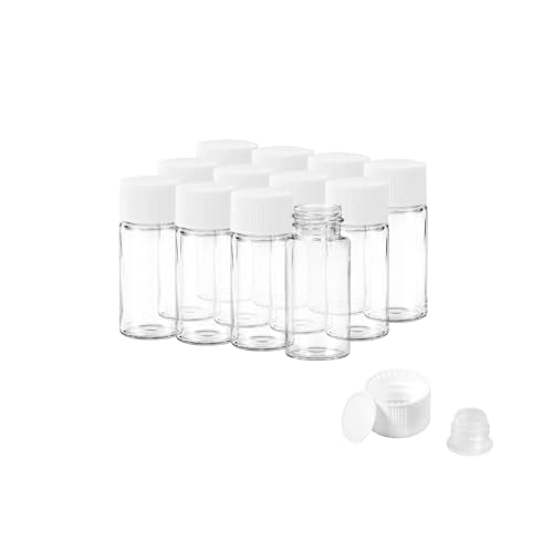 12PCS 10ml Clear Glass Small Vials with White Screw Caps & Plastic Stoppers - color: CLEAR, size: 10ml