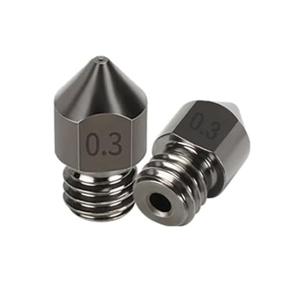 2 Pack Hardened Steel MK8 Nozzle with High Temperature Resistance Upgraded Tungsten All Metal Extruder ends Nozzle for Ender 3 / Ender 3 S1, Pro, CR-10 Series 1.75mm Filamen(MK8 hardened steel, 0.3mm) - style: 0.3mm