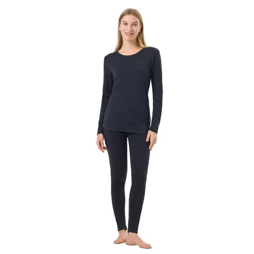 Merino Protect 100% Merino Wool Thermal Base Layer Set for Women - color: Black Heather, size: X-Small