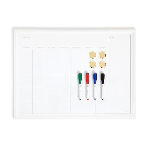 U Brands Magnetic Dry Erase Calendar Whiteboard for Wall, White Board 24x18 - size: 24"W x 18"H
