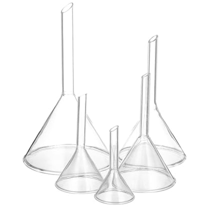 Unomor 5pcs Glass Funnel Long Stem 30mm 40mm 50mm 60mm 75mm
