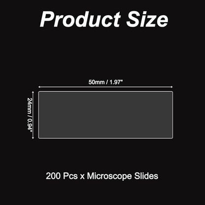 PATIKIL 200pcs Cover Slips for Microscope Slides, 24x50mm Microscope Cover Rectangle for Laboratory Sample Observe - size: 24x50mm