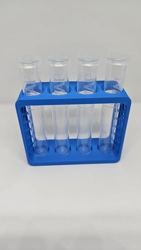Aquatic Water Quality Testing Tube Holder with 4CT 10ml Test Tubes 5ml Markings - Plastic Durable Rack, 4 Tubes Variation (Blue Rack w/ 4CT Testing Tubes) - style: Blue Rack w/ 4CT Testing Tubes