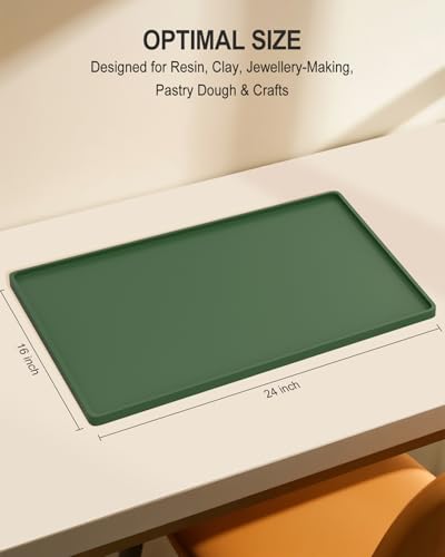 Silicone Art Mat for Crafts, 16" x 24" Waterproof Non-Slip Painting Mat - color: Green, size: 16" x 24"