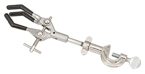 Eisco Lab Clamp for Lab Stand, Beaker Holder or Flask Clamp - Heat Resistant PVC Coated Prongs for Holding Objects up to 3.5 Inch Diameter - Boss Head Connects to Lab Stand Rods - size: 1 Pack