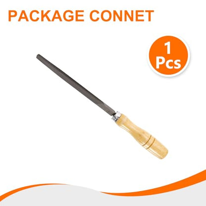 HARFINGTON Triangle Thin Teeth Cut File 6" Double Cut Teeth High Carbon Steel Hand Rasp File Wood Handle for Metal Wood Deburring Removing - size: 6", style: Thin
