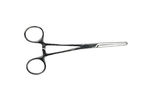 SE 6.25-Inch Stainless Steel Straight Forceps - Self-Locking, Serrated Tip for Precision Grip and Clamping - Perfect for Crafting, Fishing Tasks, Jewelry Making, and More! -660FS - size: 6-1/4", style: Straight