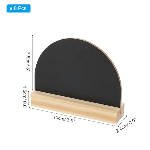 PATIKIL Mini Tabletop Chalkboard Signs, 8Pcs Small Chalkboard Signs with Easel Stand Double Side Wooden Semicircle Chalkboard for Food Labels Party Weddings Event Decorations, Black
