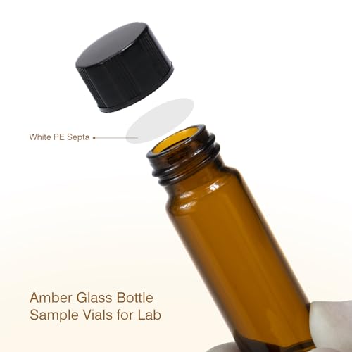 ALWSCI 1 Dram 4mL Amber Glass Vials with Screw Caps, 20 Pack - size: 4ml