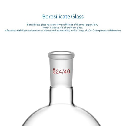 StonyLab Glass 500ml Heavy Wall Single Neck 1 Neck Round Bottom Flask RBF, with 24/40 Standard Taper Outer Joint – 500ml - size: 500 ml