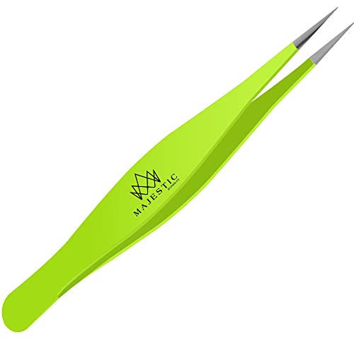 Majestic Bombay Fine Point Tweezers, Eyebrows, Facial Hair, Women and Men - color: Green