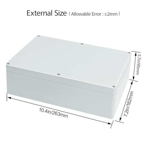 Junction Box Waterproof Plastic Project Box IP65 Plastic Project Box Electrical Box Enclosure Gray White 10.4" x 7.2" x 3.7"(263 x 182 x 95 mm) - color: Gray White, size: 10.4" x 7.2" x 3.7"