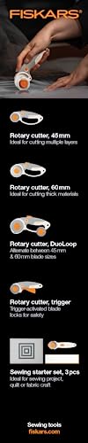 Fiskars 45mm Curved Stick Easy-Change SoftGrip Rotary Cutter for Fabric - color: Easy Change, size: 45mm