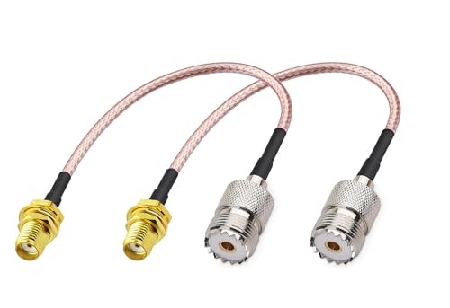 Handheld Antenna Cable for Wouxun Baofeng Quasheng Linton - Adapter for UHF Base and Mobile Antennas - SMA Female to UHF SO-239 Female Connectors 6'' Pack of 2
