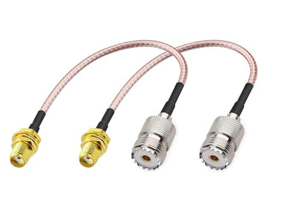 Handheld Antenna Cable for Wouxun Baofeng Quasheng Linton - Adapter for UHF Base and Mobile Antennas - SMA Female to UHF SO-239 Female Connectors 6'' Pack of 2
