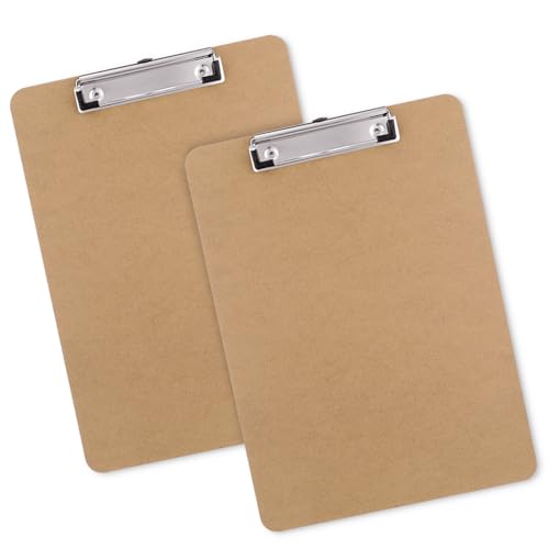 Wood Clipboards Set of 2, Letter Size Hardboard Clip Board 8.5x11