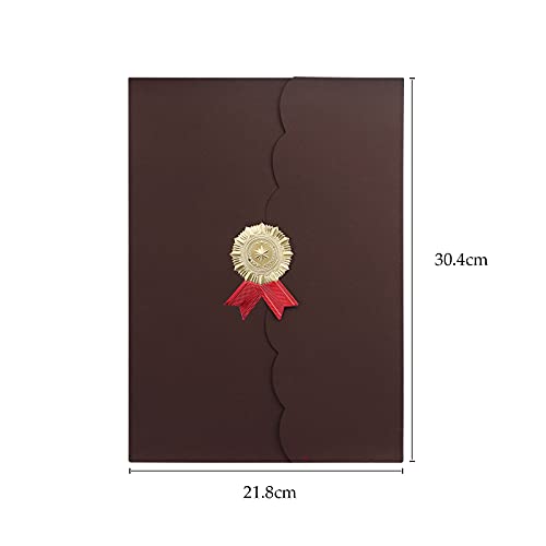 5Pcs Certificate Holders Diploma Covers A4 Letter Size Graduation Certificate Covers Navy Blue Red Diploma Document Holders for Diplomas Awards Certifications Employee Appreciation 8.5 x 11 - color: Brown