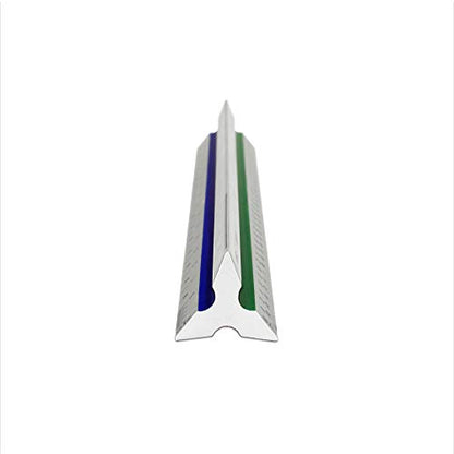 Alumicolor Aluminum Architect Color-Coded Solid Drafting Scale, 12IN, Silver - size: 12IN, style: Architect