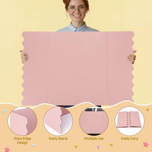Mooliwe 21" X 14" 4 Pack Scalloped Trifold Poster Board, Boho - color: Boho, size: 21" X 14"
