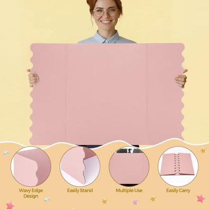 Mooliwe 21" X 14" 4 Pack Scalloped Trifold Poster Board, Boho - color: Boho, size: 21" X 14"