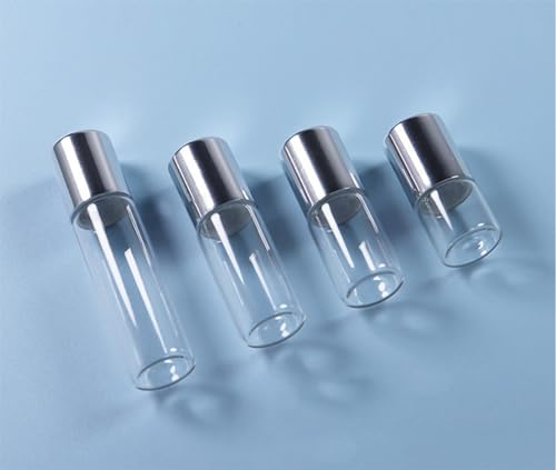 20 Pack Set 1ML Mini Sample Roll Glass Bottles for Essential Oils Roller Refillable Perfume Roll Bottle (Pure-Sliver) - color: Pure-Sliver