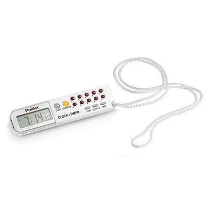 Polder Combination Clock, Timer and Stopwatch with Large, Easy-to-Read Digital Display, White