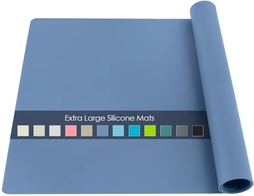 Extra Large Silicone Craft Mat for Kids, Large Silicone Sheet for Crafts, Kitchen Non-Stick Baking Mat Blue Gray, Heat Resistant Countertop Mat, Waterproof Placemat, Multipurpose Mat 24''x16'' - color: 03-grayblue, size: 24"L x 16"W