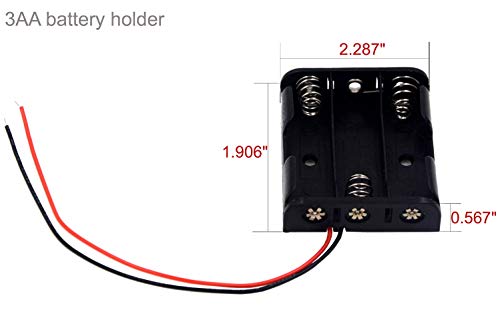 (Pack of 3 3 AA Battery Holder with Leads, 3 AA Battery Holder with Wires