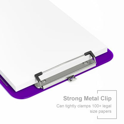 Piasoenc Plastic Clipboards, 8.5 x 11 Clip Board with Ruler,Purple - color: Purple