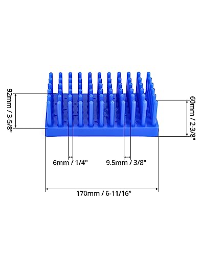 QWORK Test Tube Rack, Plastic Spike Drying Rack Holds, 4 Pack, 66-Position, for 12-16 mm Tubes, Blue - color: 4 Pack