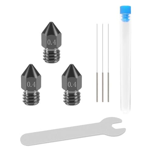 Aokin 3 Pcs 0.4mm Hardened Steel Nozzles MK8 Nozzles 3D Printer Nozzles and 3 Pcs 0.35mm Stainless Steel Nozzle Cleaning Needles for Creality Ender 3/3 Pro/3 V2, Ender 5/5 Pro, CR-10/10S, Makerbot - color: 0.4mm